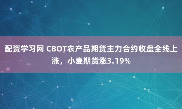 配资学习网 CBOT农产品期货主力合约收盘全线上涨，小麦期货涨3.19%