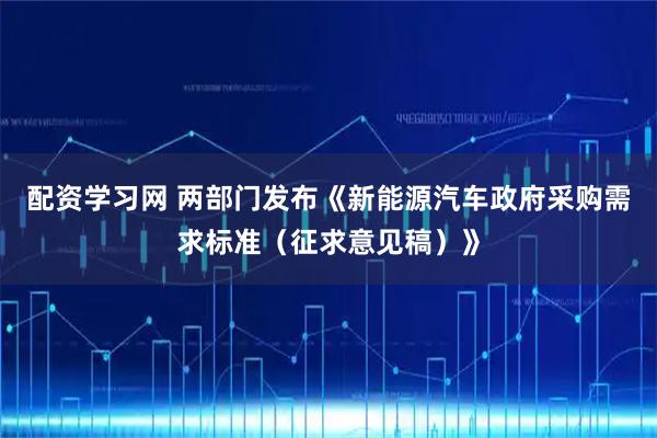 配资学习网 两部门发布《新能源汽车政府采购需求标准（征求意见稿）》