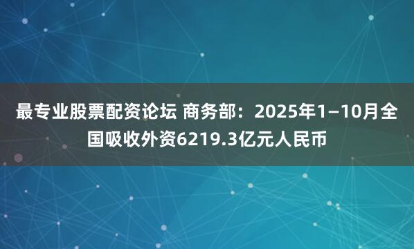 最专业股票配资论坛 商务部：2025年1—10月全国吸收外资6219.3亿元人民币