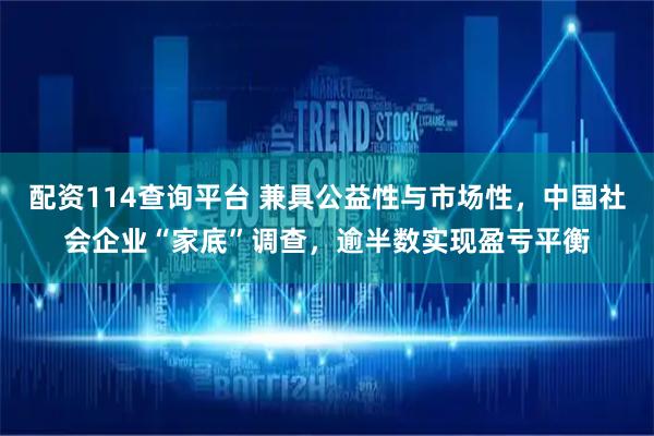 配资114查询平台 兼具公益性与市场性，中国社会企业“家底”调查，逾半数实现盈亏平衡