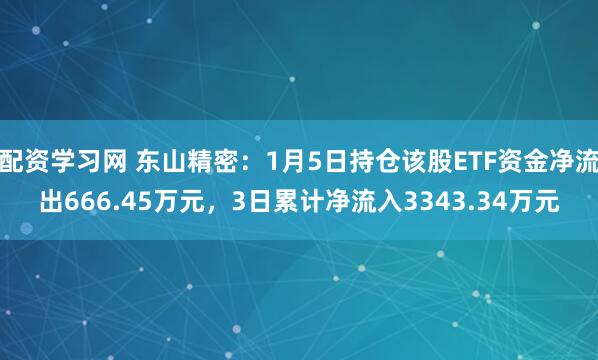 配资学习网 东山精密：1月5日持仓该股ETF资金净流出666.45万元，3日累计净流入3343.34万元