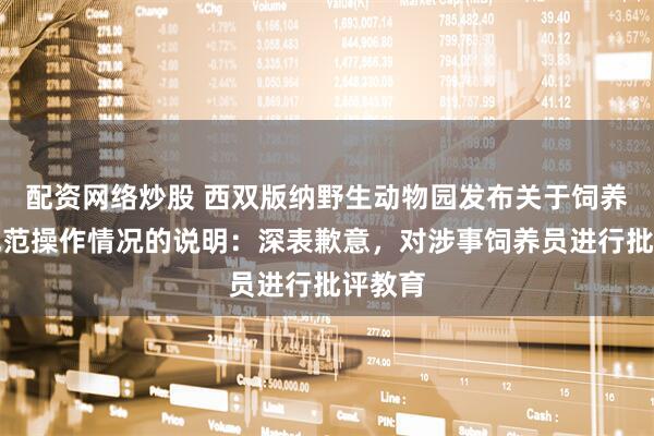 配资网络炒股 西双版纳野生动物园发布关于饲养员不规范操作情况的说明：深表歉意，对涉事饲养员进行批评教育