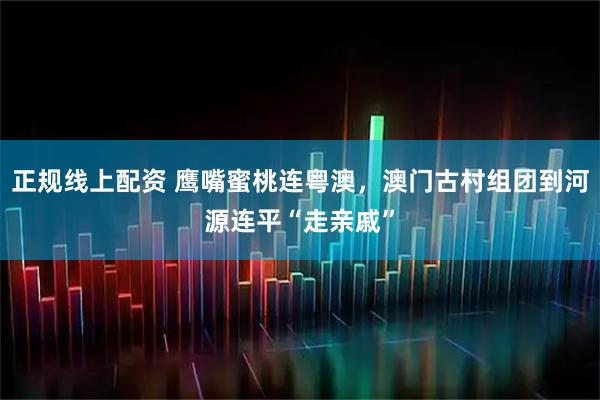 正规线上配资 鹰嘴蜜桃连粤澳，澳门古村组团到河源连平“走亲戚”